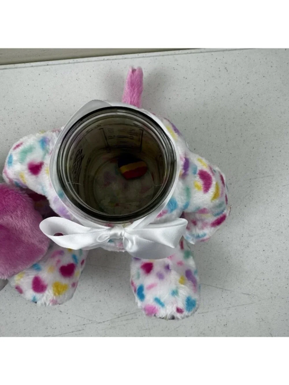 Puppy Stash Jar Pink & White Puppy Dog Plush Hide Valuables Secret Storage